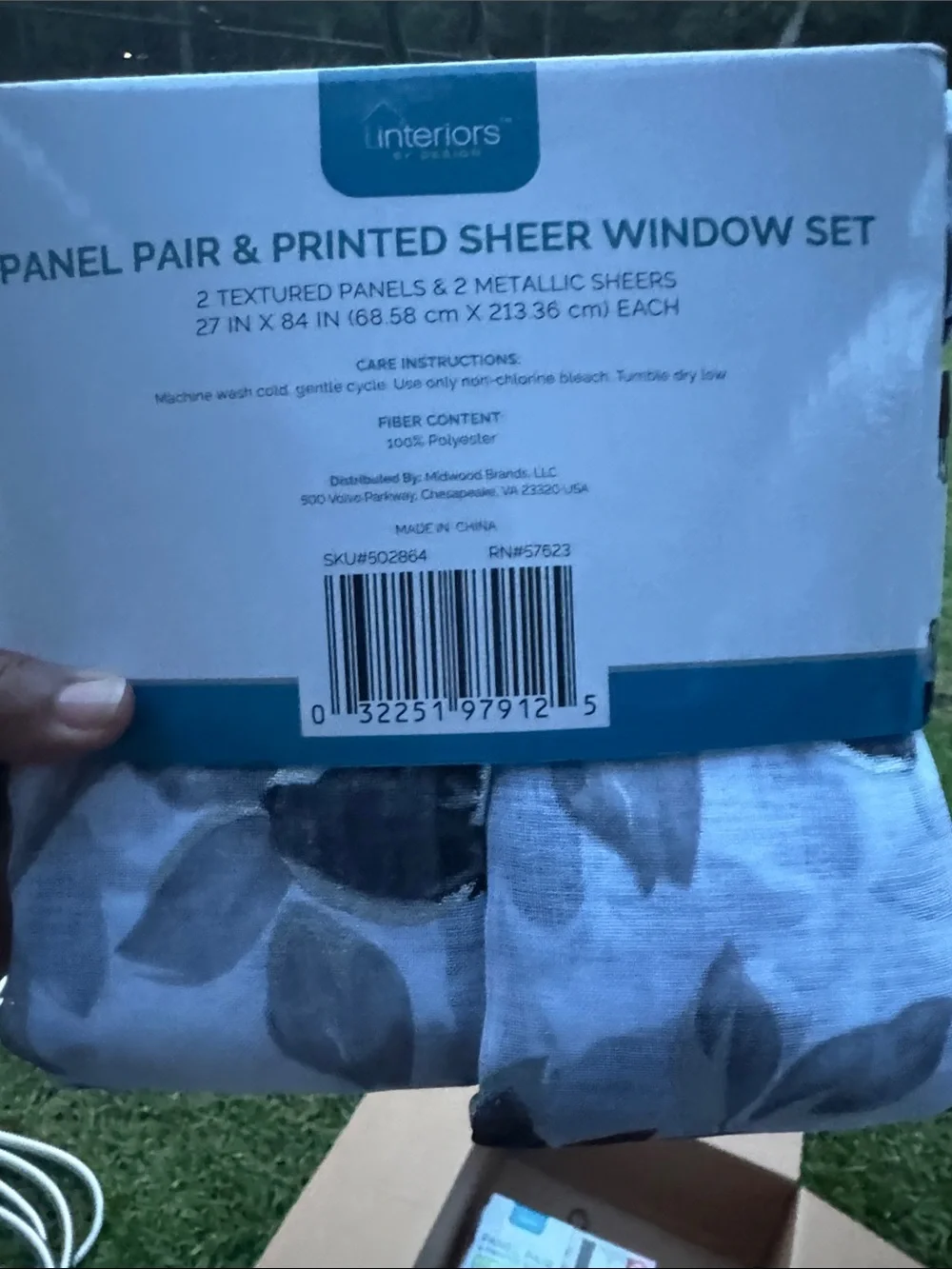 84 inch Black and White Floral 4-Piece Curtain Set